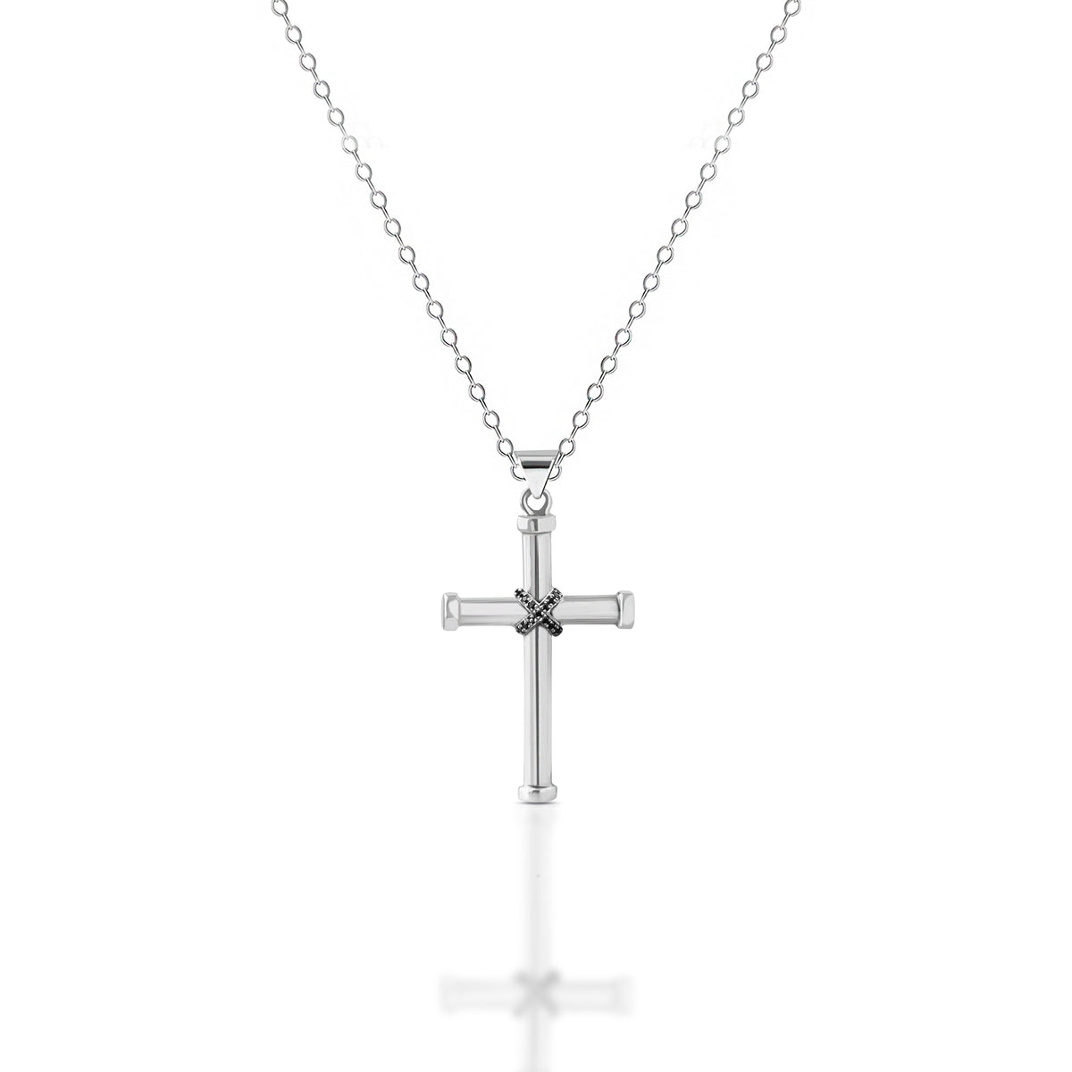 Black Stones Cross Necklace