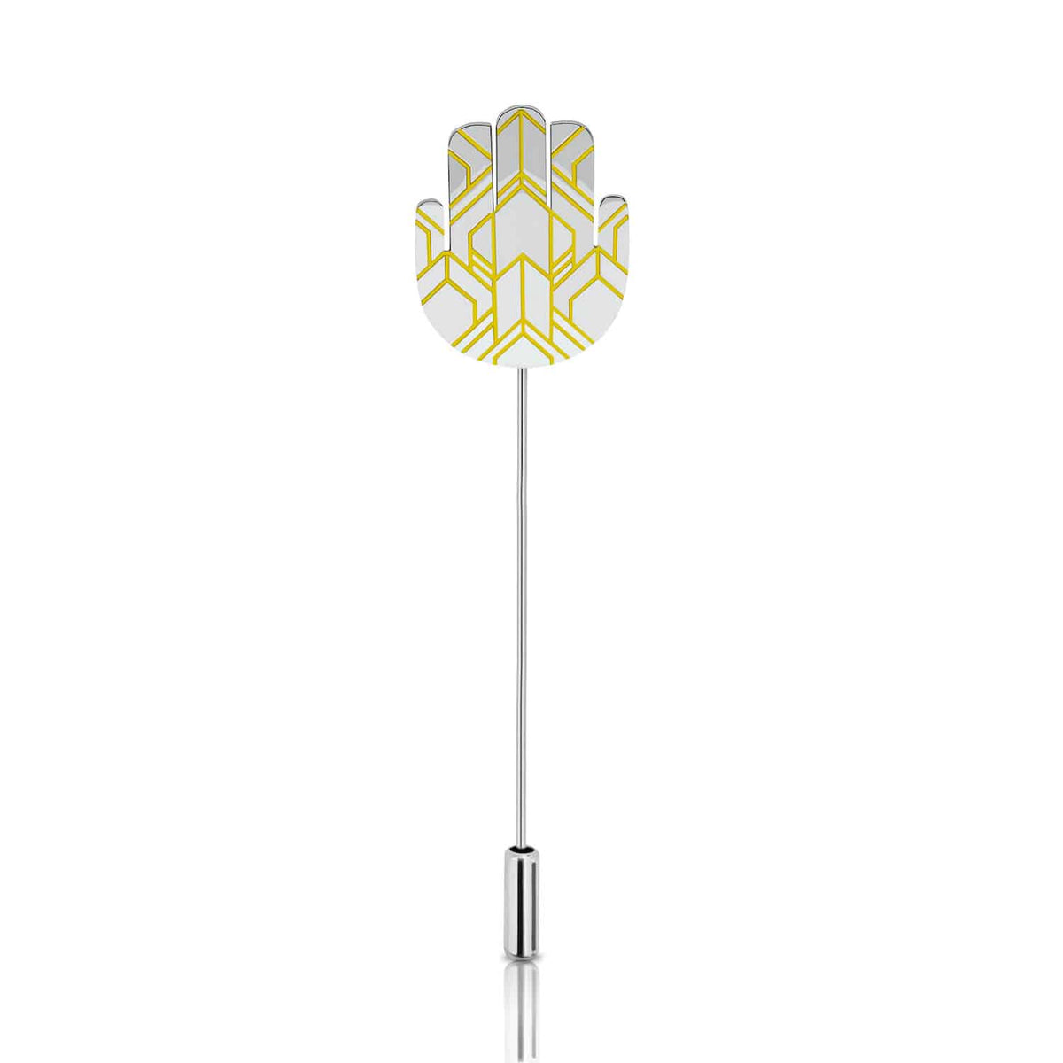 Deco Hamsa Lapel Pin - Platinum
